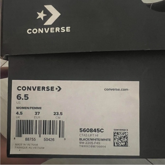 Black and white Coverse All Star Lift Platform shoes size womens 6.5 - Picture 8 of 8